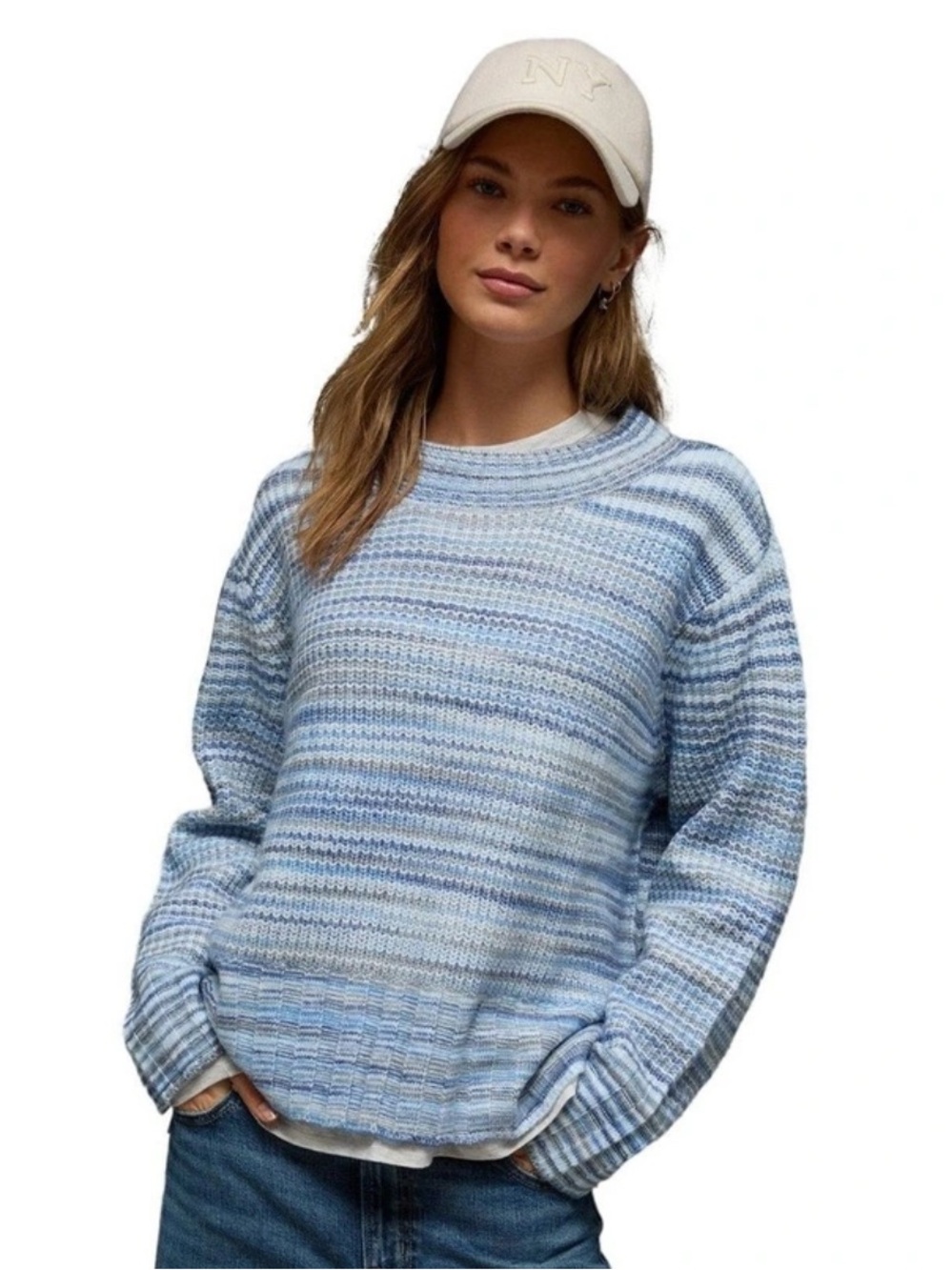 American Eagle faux mohair spacedye sweater wide cuff size large women’s